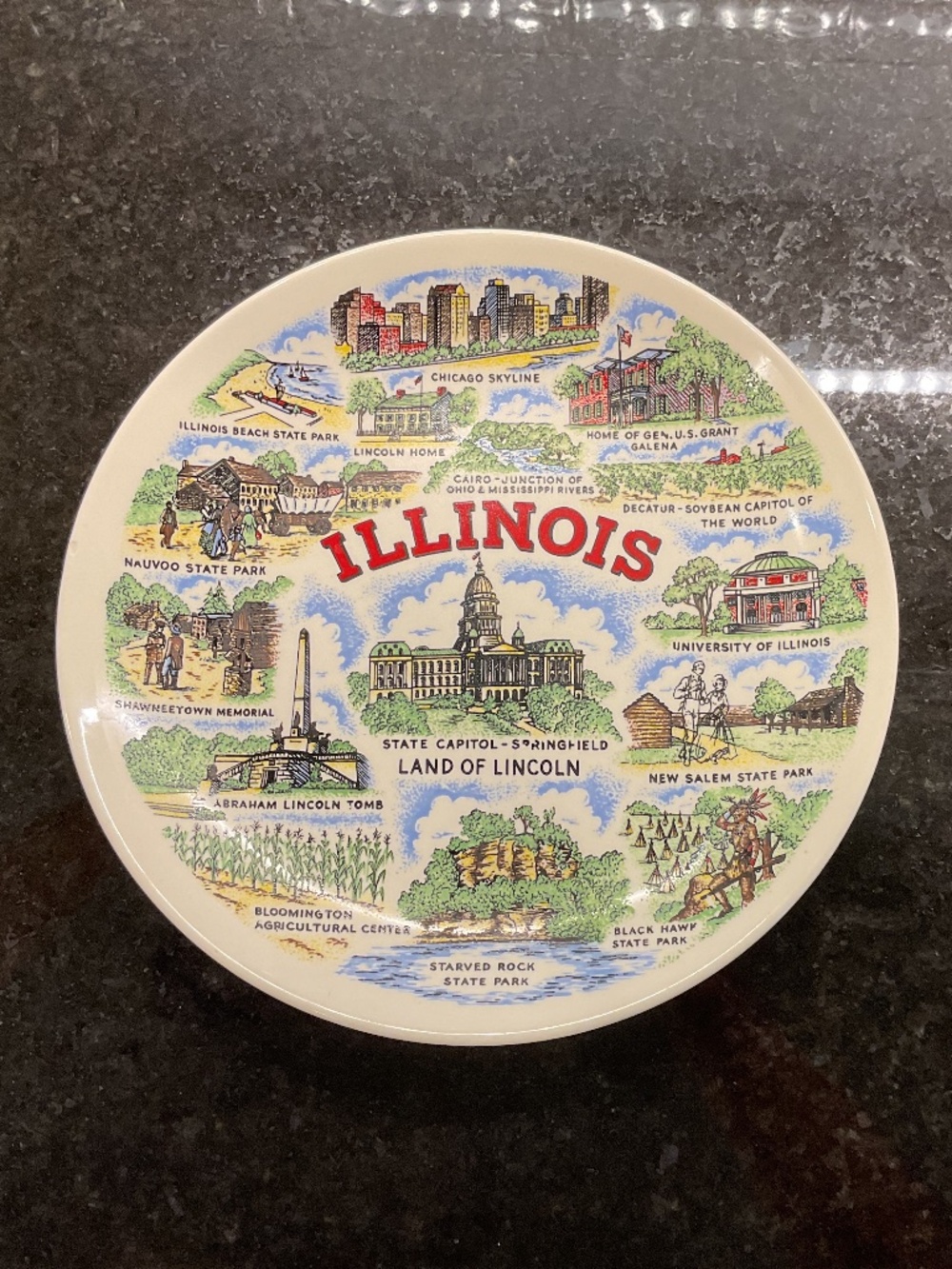 Vintage Illinois Souvenir Plate